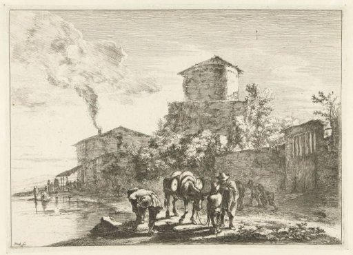 Men and a Mule at the Via Appia