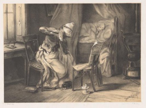 Flute player and sick woman