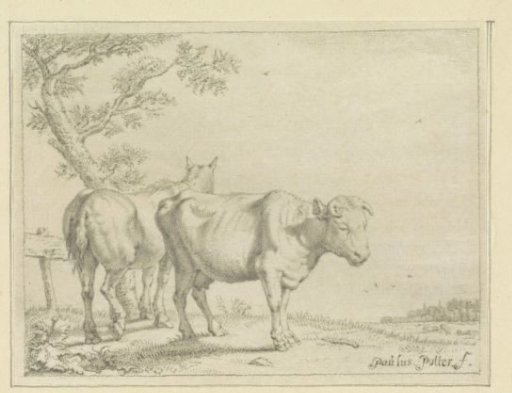 Landscape with cow and horse