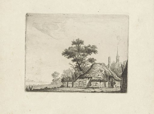 Farm with a church in the background