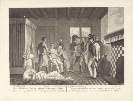 Prince of Orange after his injury, receiving medical treatment in the field hospital, 1815