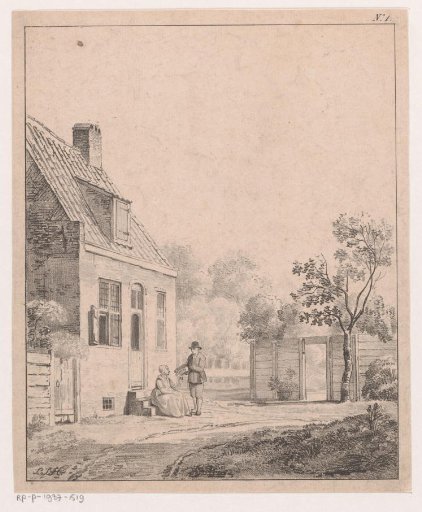 Courtyard with man and woman