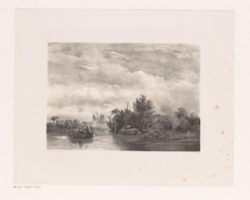 Landscape with river, boats and houses