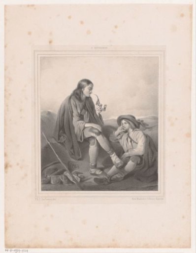 Man and Boy Smoking a Pipe in a Landscape