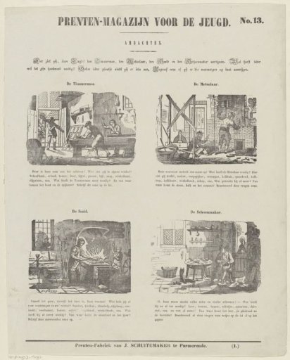 Here you see, dear youth! the carpenter, the mason, the smith and the shoemaker at work. What does each need for his craft? (...)