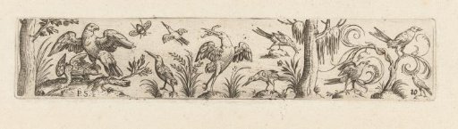 Friese with ten birds and an insect