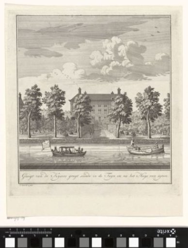 View of the garden and the rear facade of the Corvershof in Amsterdam