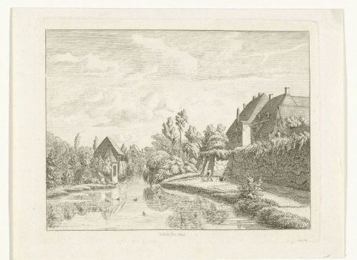 View of canal and outer walls of a castle