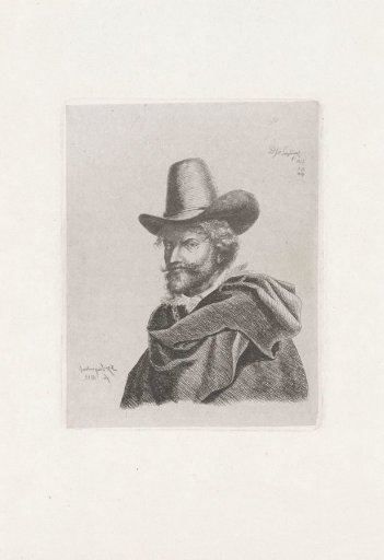 Portrait of Peter Paul Rubens with cloak and high hat