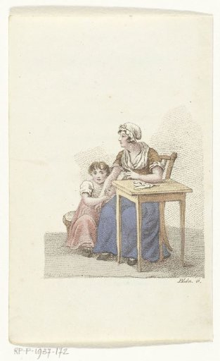 Maria and maid sitting at a small table