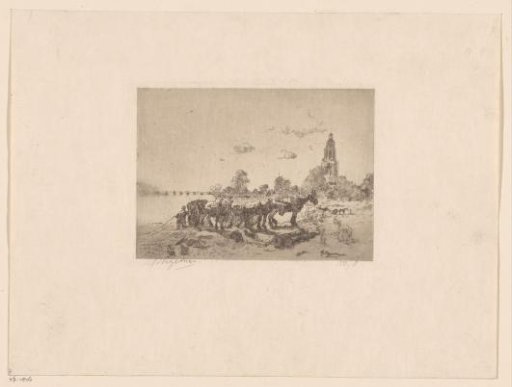 View of Rhenen with horse-drawn carriages