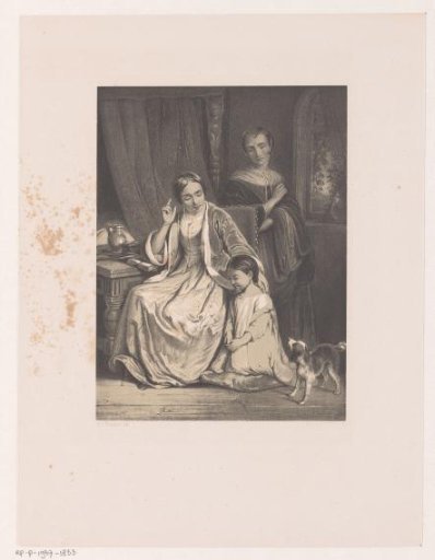 Two women and a praying girl