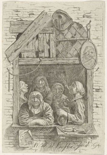 Five women in a window