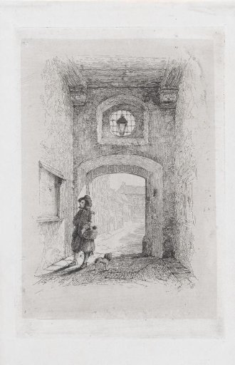 Man with a Dog at a Gate