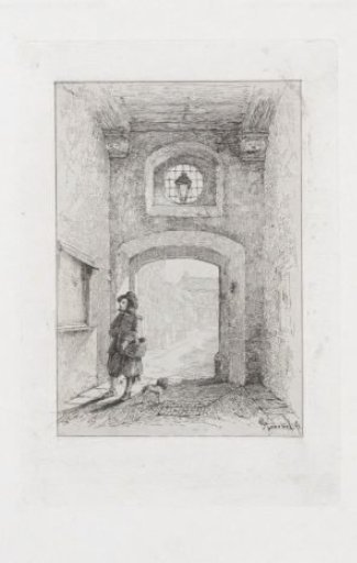Man with a Dog at a Gate