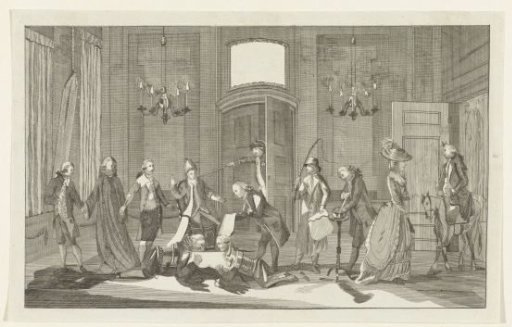 Satirical print on the Prince and his followers, 1782
