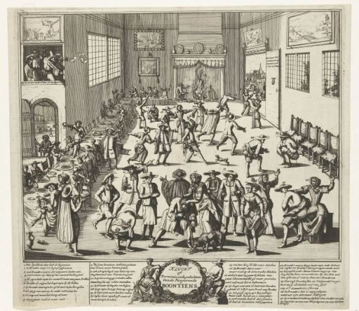 Satirical print on a Mennonite wedding, ca. 1700