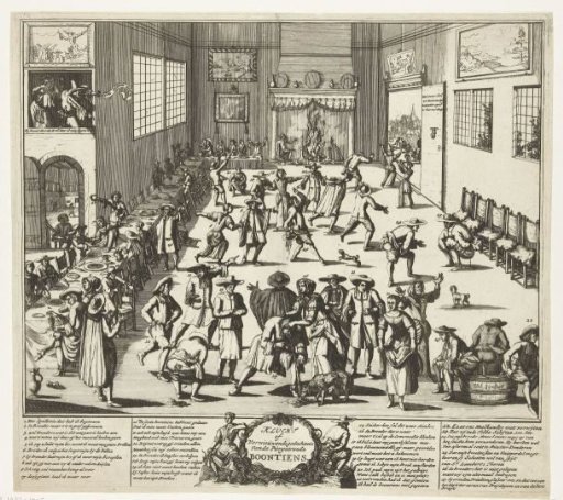 Satirical print on a Mennonite wedding, ca. 1700