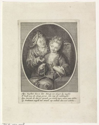 Woman stringing beads and an old woman