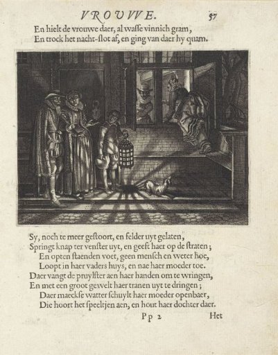 Woman climbing through a window by night