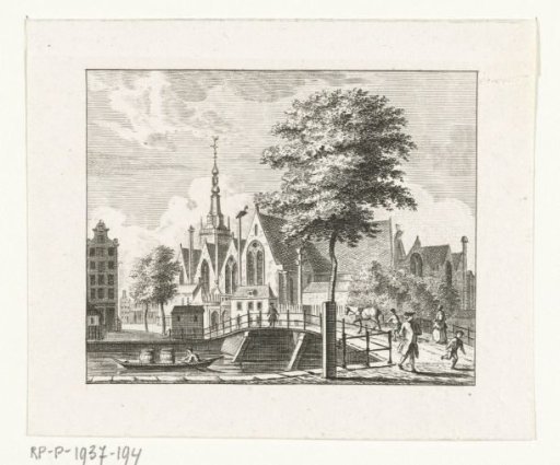 City view with the Old Church in Amsterdam