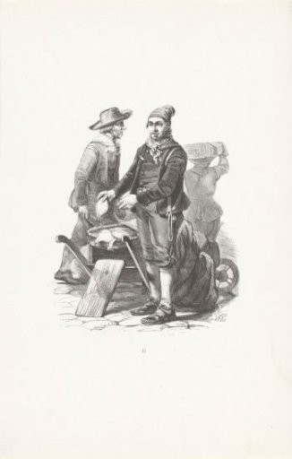 Fishermen with wheelbarrows and sacks full of fish