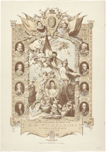 In memory of the Solemn Coronation of Her Majesty Queen Wilhelmina as Queen of the Netherlands. On 6 September 1898