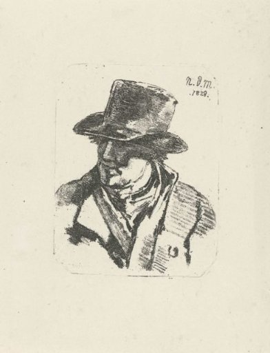 Bust of a man with a hat