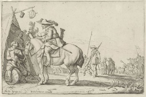 Rider at a tent in a camp