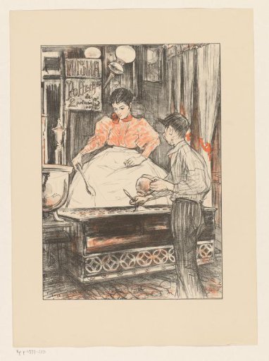 Woman and Boy Baking Poffertjes