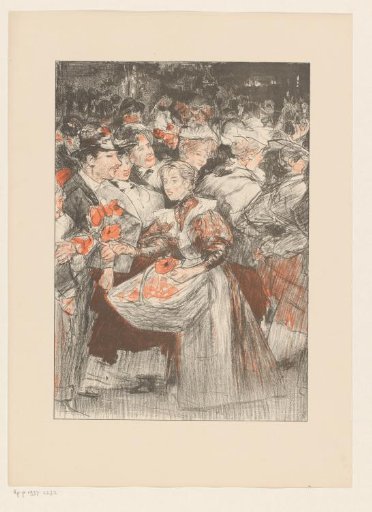 Girl with Flowers in a Crowd
