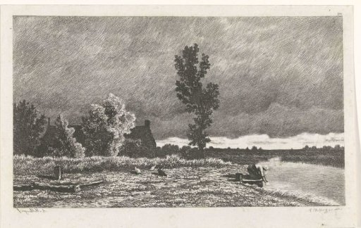 Landscape with a woman washing clothes