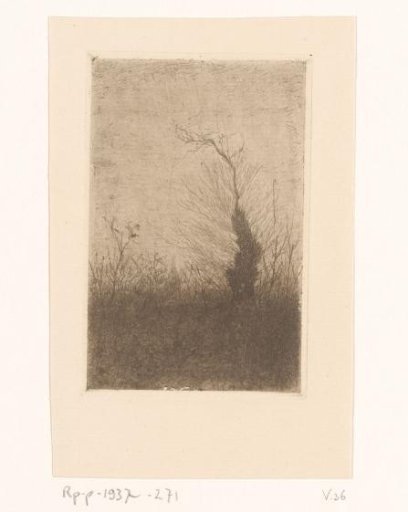 Landscape with tree and tower