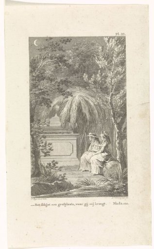 Two Women at a Tomb in a Landscape by Night