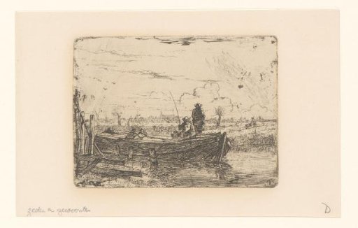Polder Landscape with Two Men in a Boat