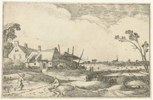 Farmhouse on a path with a view over the fields