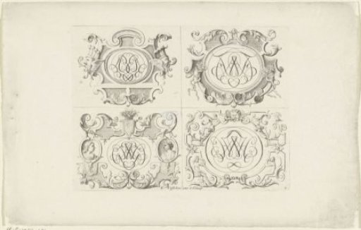 Four Cartouches with Monograms