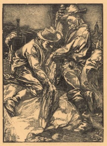 Building Workers Engaged in Pile Driving