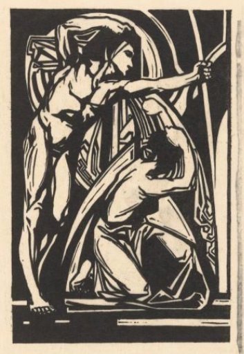 Standing man and kneeling woman