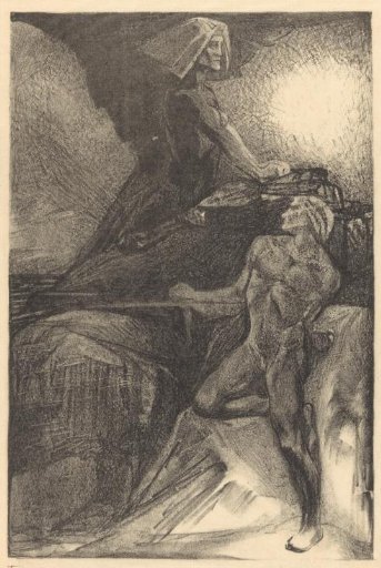 Standing man and seated sphinx