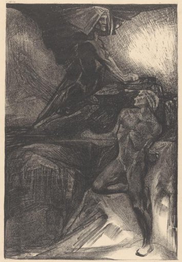 Standing man and seated sphinx