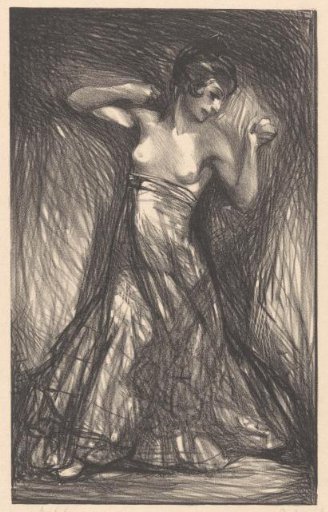 Dancing Woman with Bare Upper Body