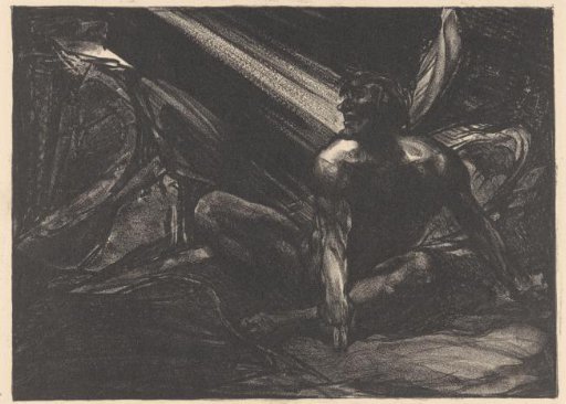 Fallen angel sitting on the ground