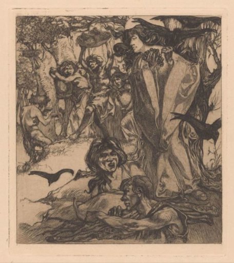 Wooded Landscape with People, Crows, and a Satyr