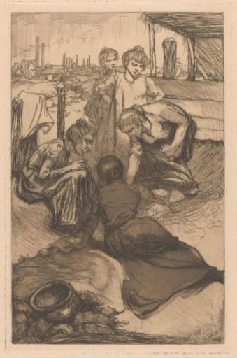 Bending Women in Rolling Landscape