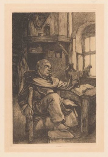 Monk in a Study Cell