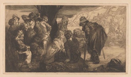 Men, Women and Children by a Tree