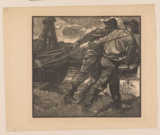 Workers with Ropes on the Shore