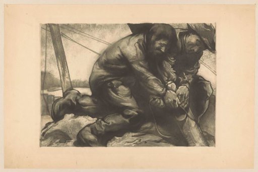 Two Labourers Stretching a Rope