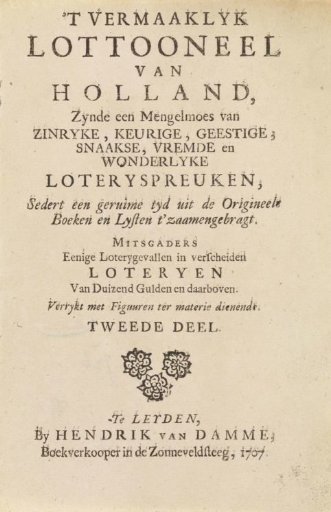 Title page for 'The Entertaining Lotto Scene of Holland', 1707